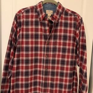 Blue Mountain Red and Black Flannel Oxford Button Down Size Medium